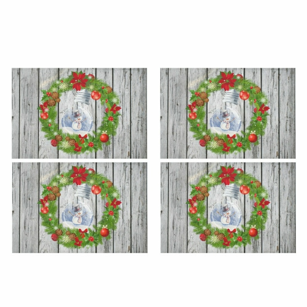 👄 Stella Saksa Christmas Wreath Lightbulb Snowman Placemats